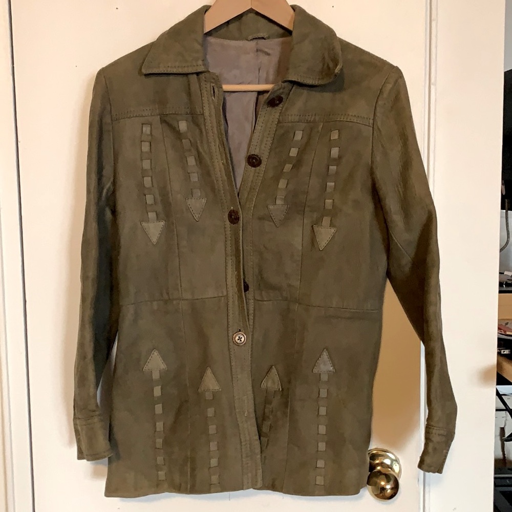 Vintage green suede jacket medium